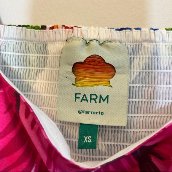 FARM Rio Rainbow Chita Empire Waist Puff Sleeve Blouse Size XS - Picture 4 of 6